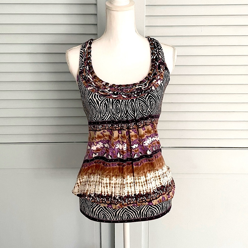 GUESS purple, black, tan, jeweled convertible mini dress / tank top.  Like new!